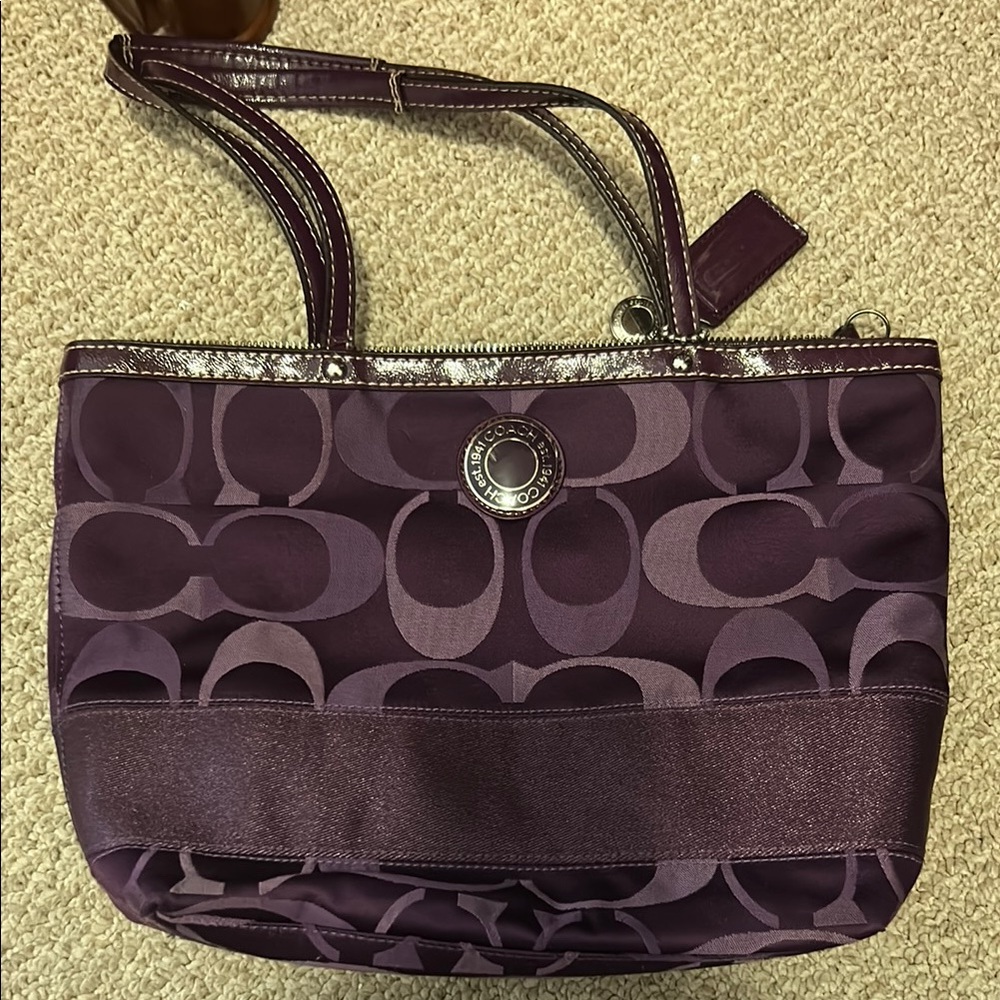 Coach Purple Signature Tote with Elegant Design